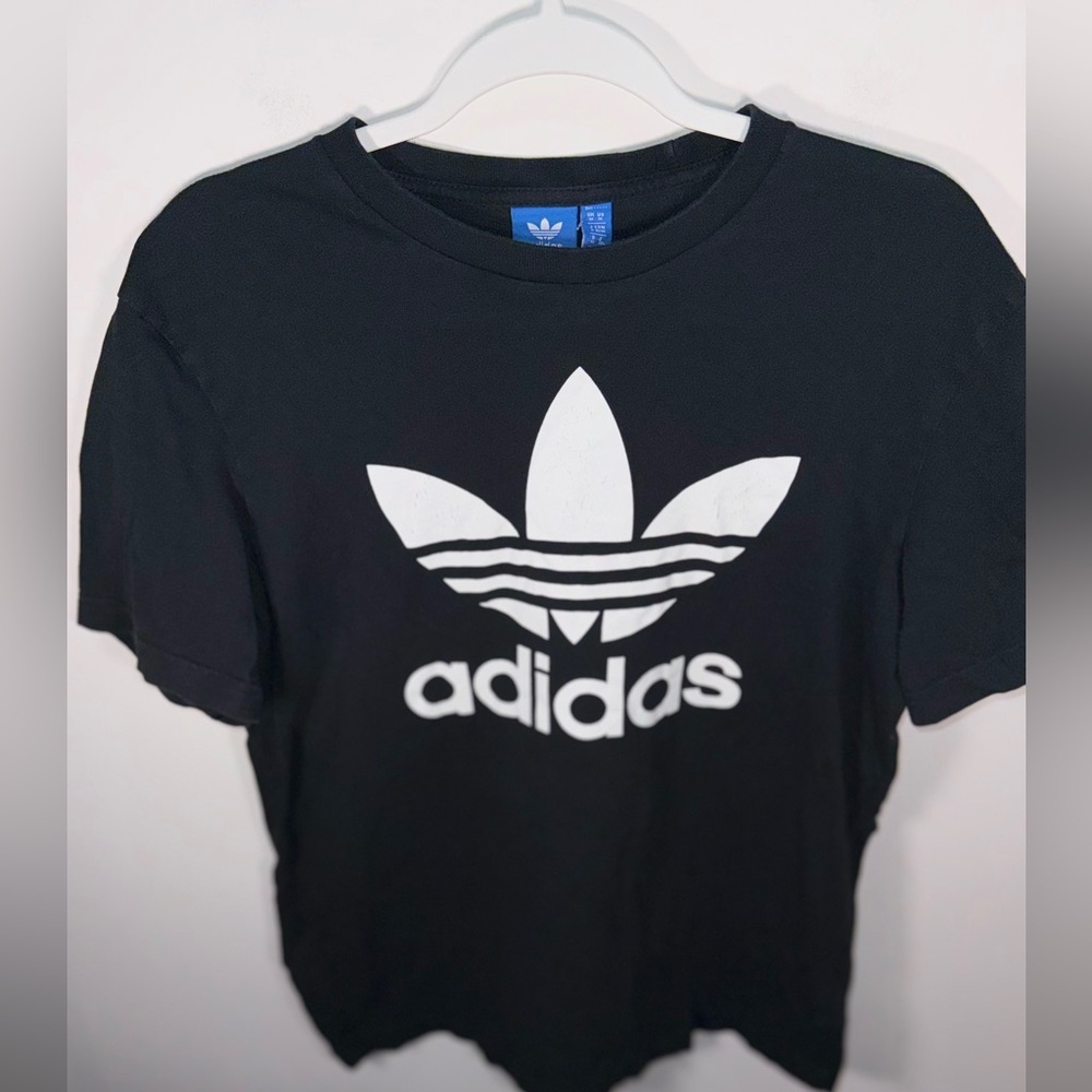 Adidas Classic Cotton Black and White Tee with White Logo Size Medium - Picture 2 of 14